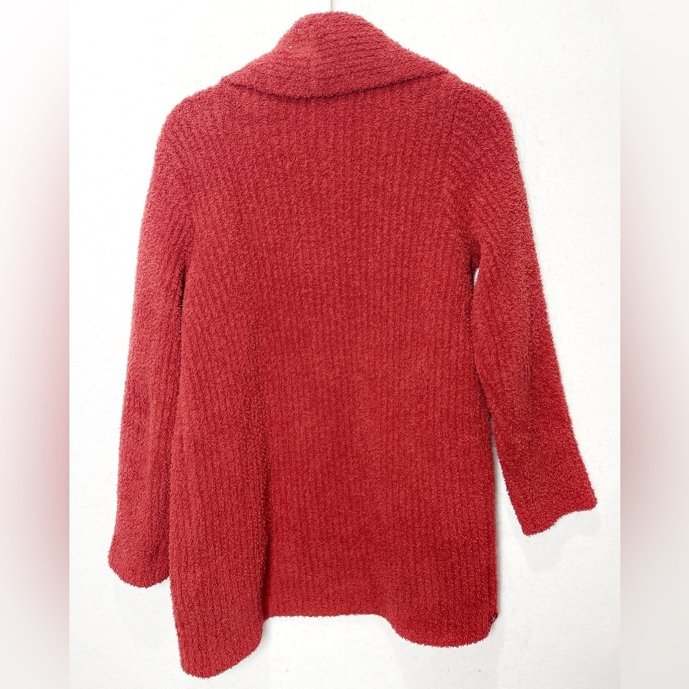 Barefoot Dreams Crimson Red CozyChic Cable Knit Open Front Cardigan Size Small - Picture 3 of 6